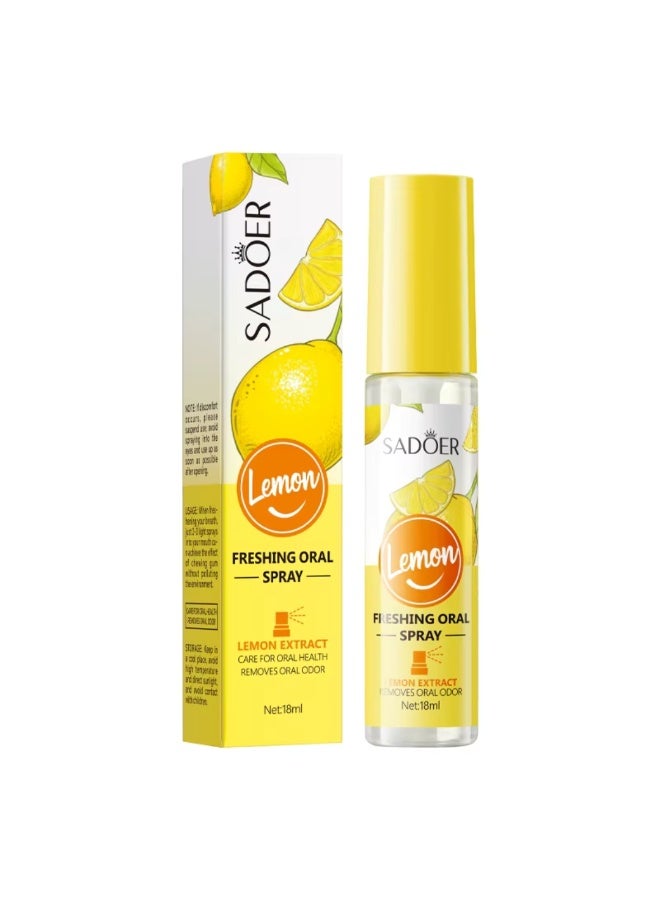 SADOER Breath Freshing Oral Spray Lemon 18ml, Multi Effect Fresh Oral Spray, Breath Freshener Mouth Spray For Breath Freshening, Mouth Spray Bad Breath Removal Oral Spray Making You Feel Refreshing and Smell Good - Image 1